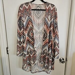 Cato Geometric Patterned Open Cardigan Plus Size 18/20W